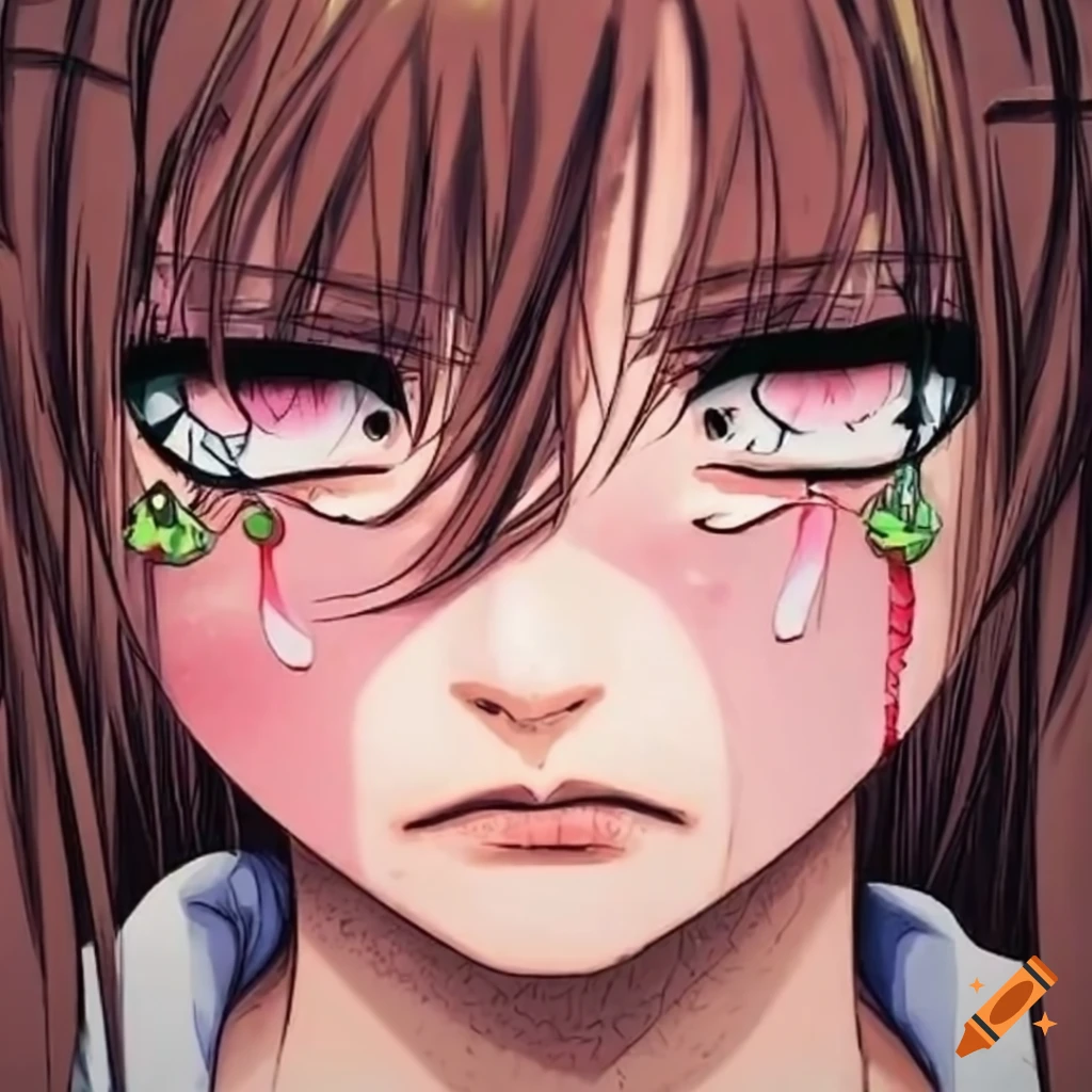 Sad anime girl crying Royalty Free Vector Image