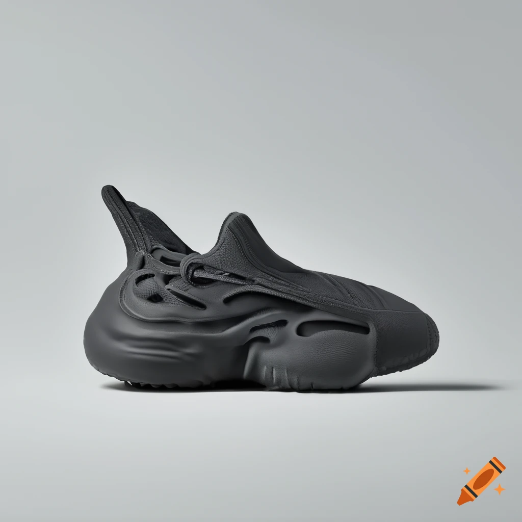 Side view. futuristic laceless blob yeezy runner shoe collaboration ...