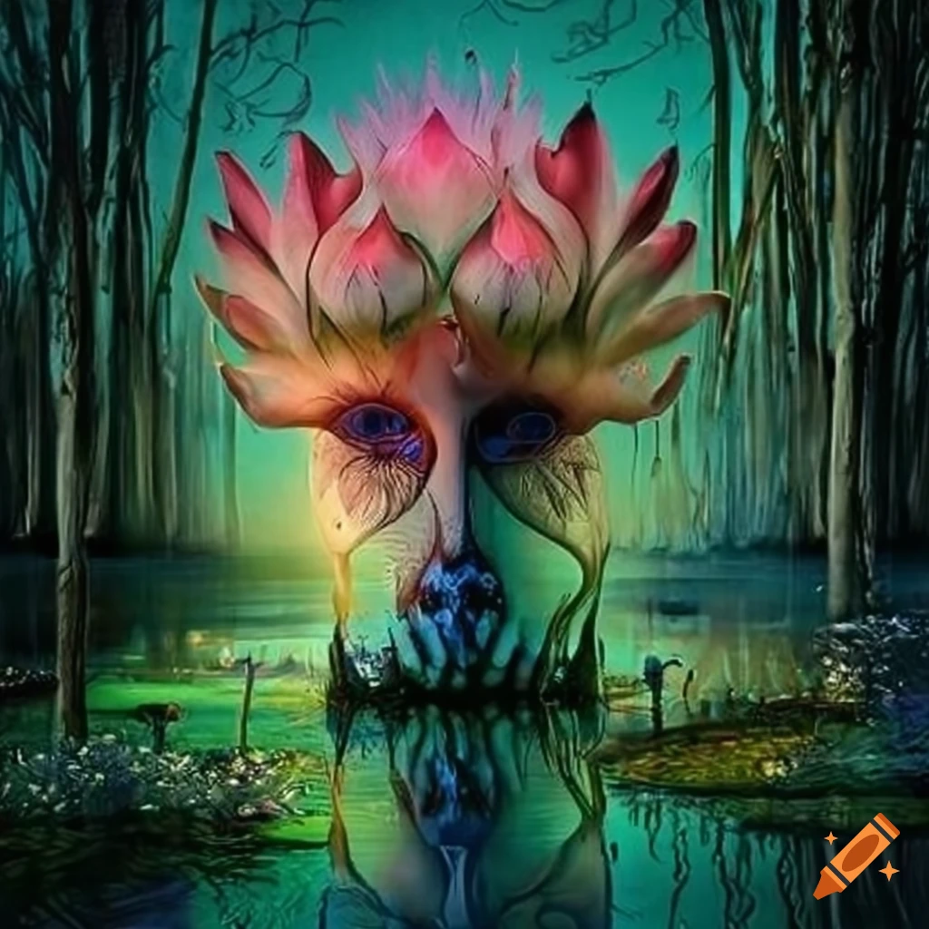 Marais brume castel surréaliste nénufars exotic and surreal floral