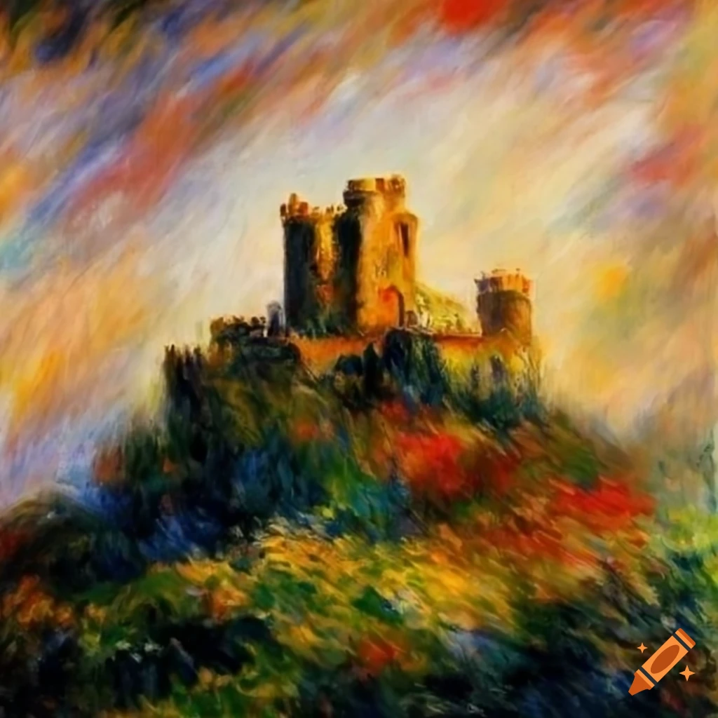 oil painting of a mysterious castle