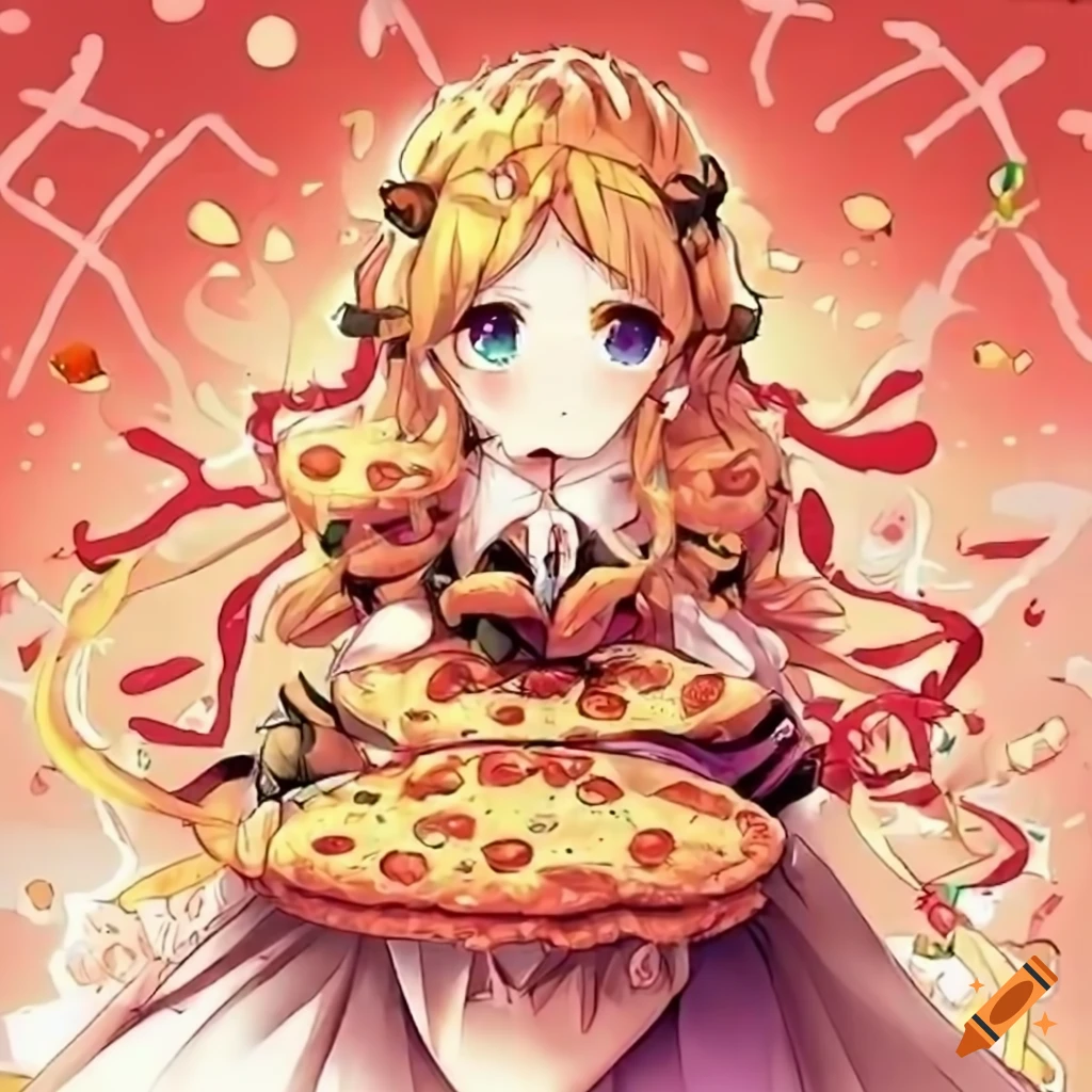 Cute anime pizza goddess on Craiyon
