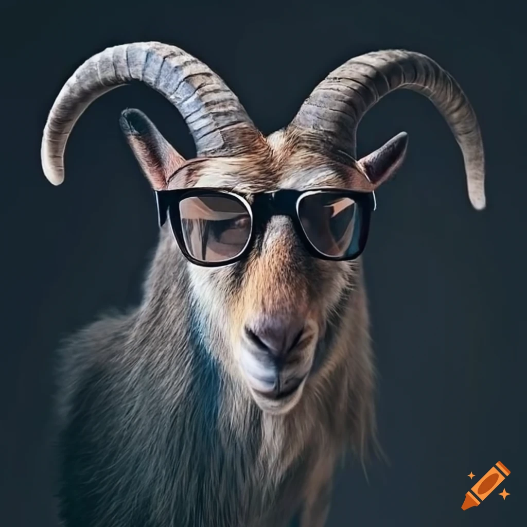 Goat with glasses on Craiyon