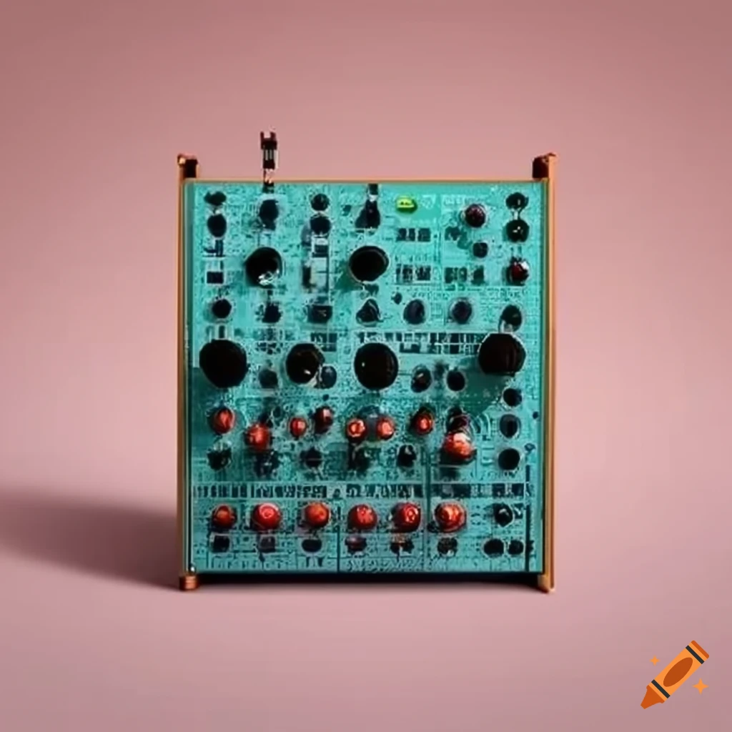 Iconic moog modular synth with patch cables and classic knobs