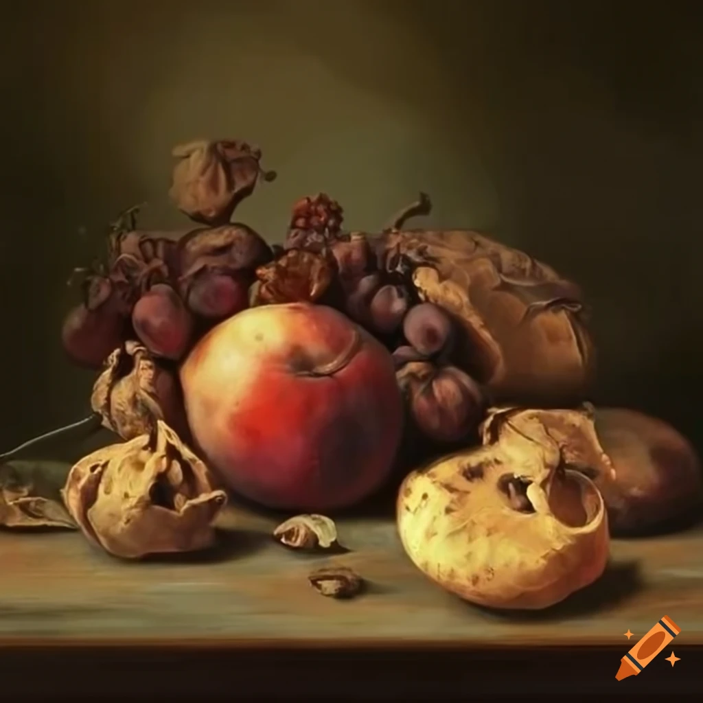 Still life Classical Painting Of Rotting Fruits And Dead Flowers On Craiyon still-life-classical-painting-of-rotting-fruits-and-dead-flowers-on-craiyon