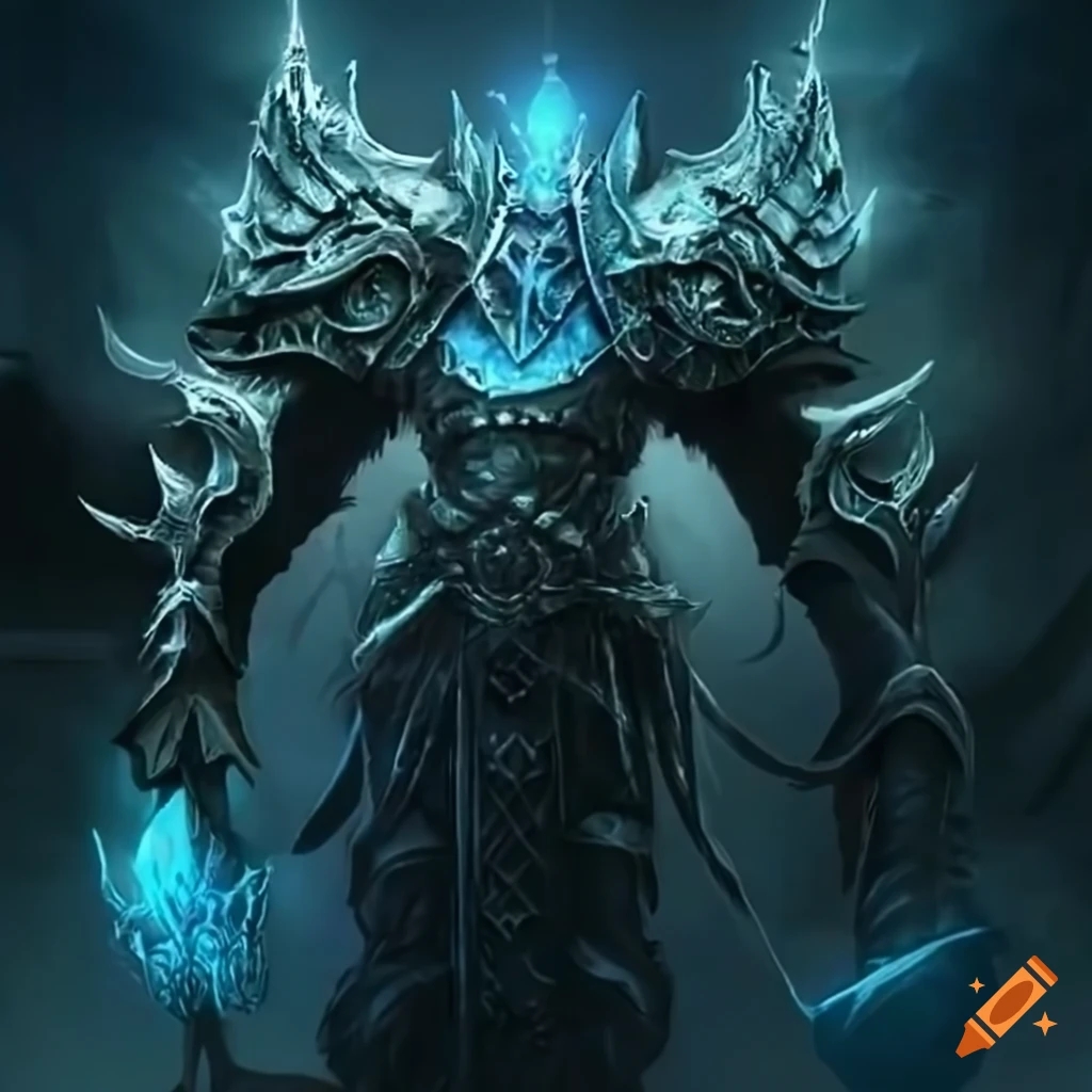 Digital art of the lich king's fall on Craiyon