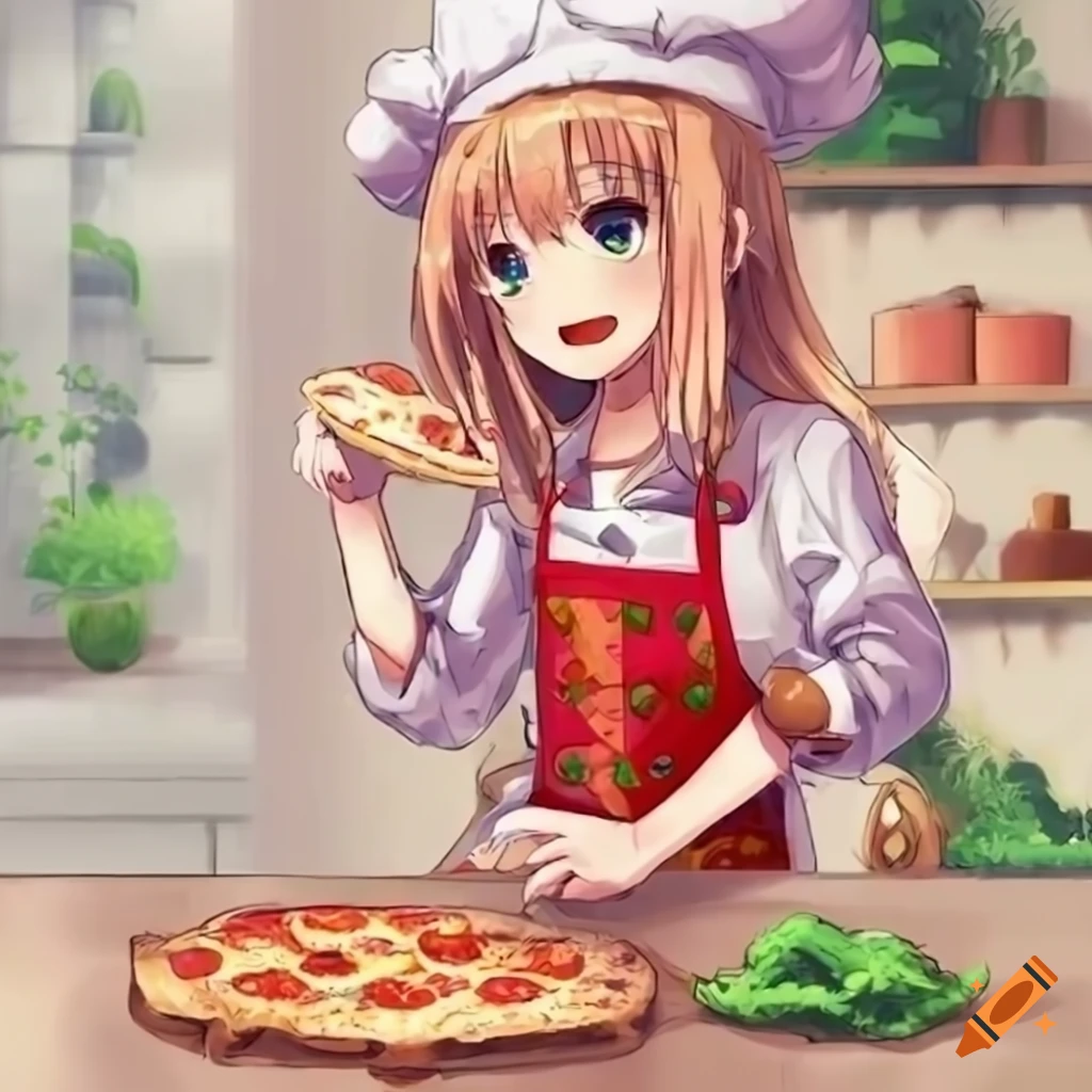 pizza with anime toppings, anime fantasy illustration | Stable Diffusion