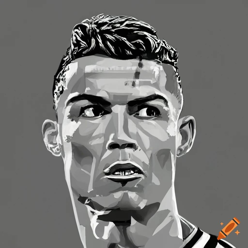 Cristiano Ronaldo Crowned King painting - Ink Drawing FIFA 2022 Black and  White