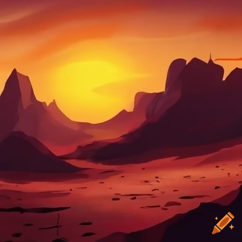 Anime landscape of a desert prairie on Craiyon
