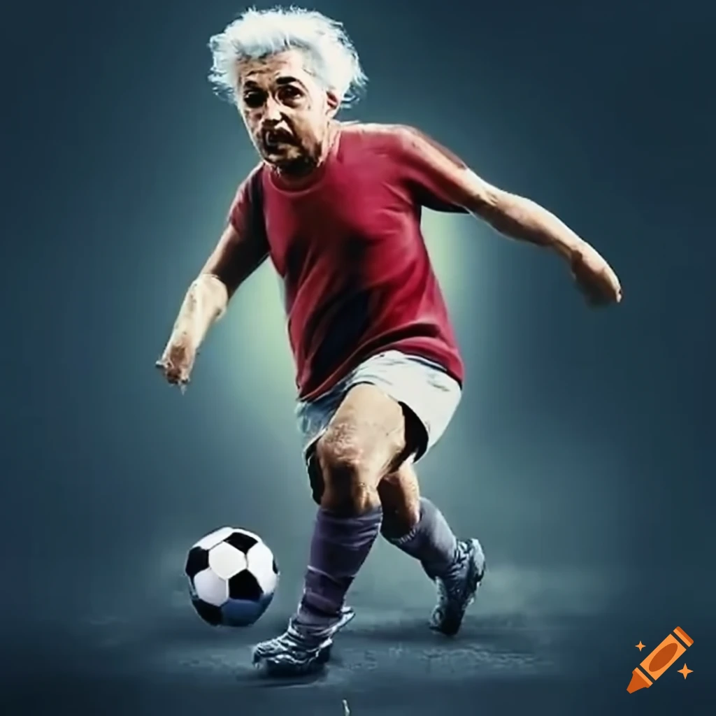 Albert Einstein soccer volley shot