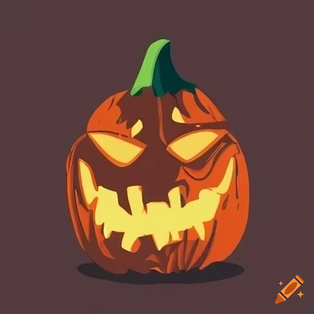 Simple scary halloween pumpkin drawn in scooby doo style