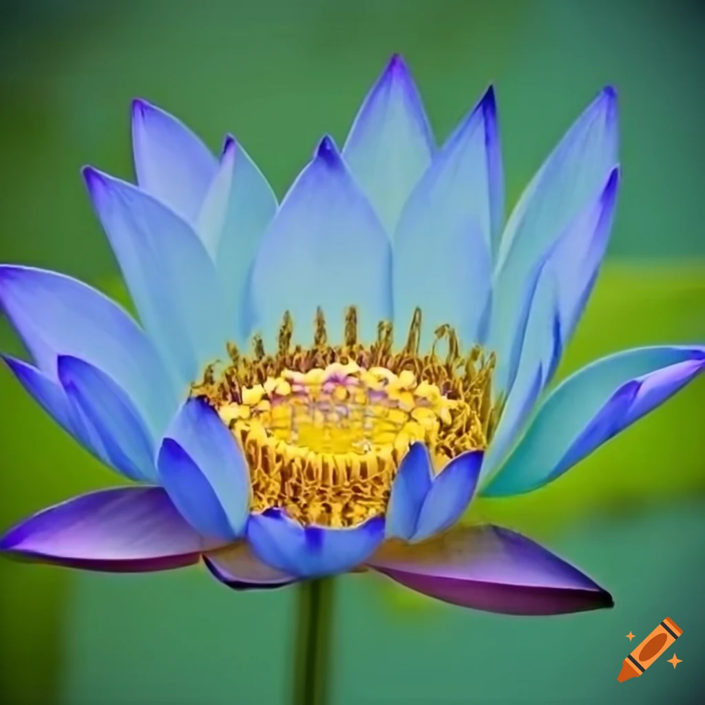Green and blue lotus flower on Craiyon