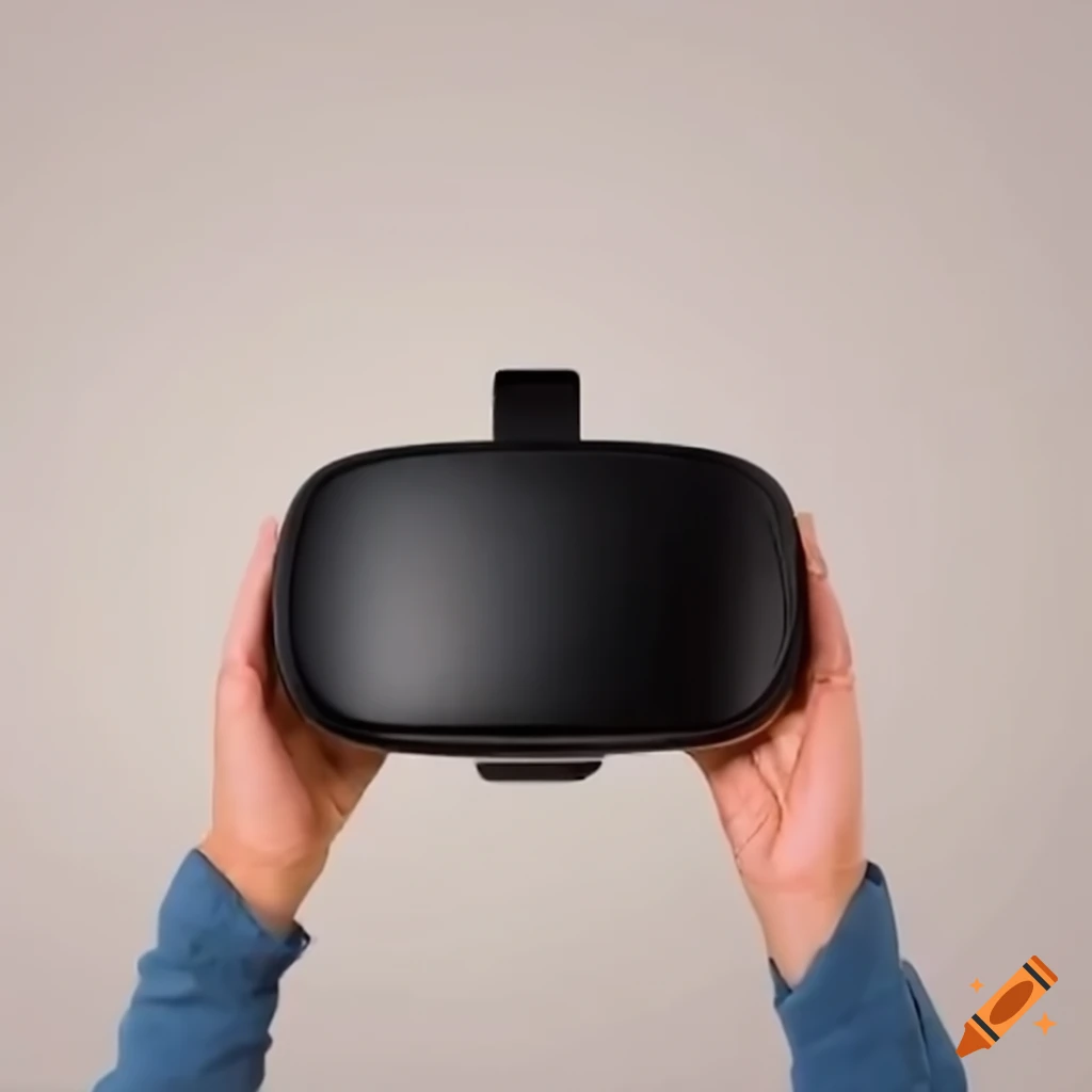 Virtual reality headset with hands in front of it