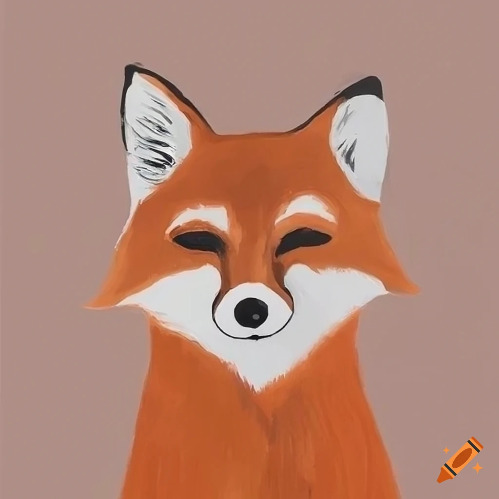 Fox Face Outline Drawing - Simple Minimalist 