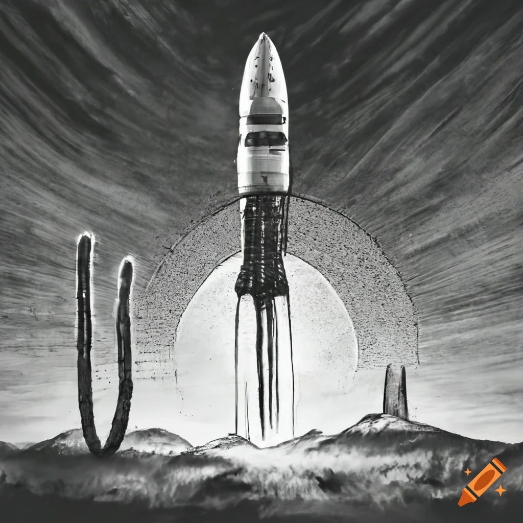 Rocket launch, THIN LINES, INTRICATE DETAILS, HAND DRAWN, CRISP LINES,  PENCIL SKETCH, HIGHLY DETAILED, ILLUSTRATION, LINE