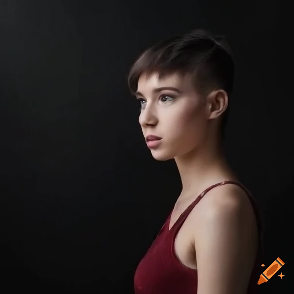  Girl with asymmetrical short haircut on Craiyon