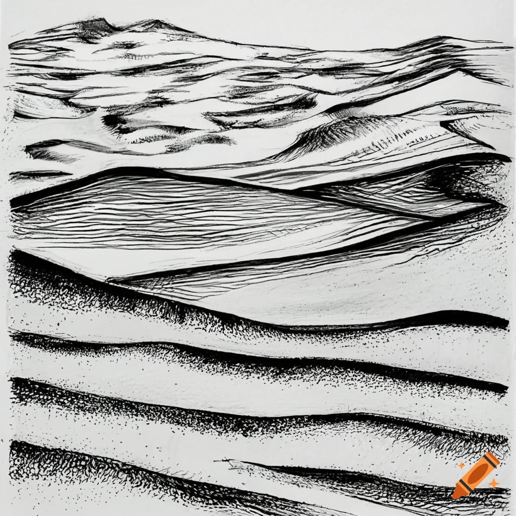 Vectorized Ink Sketch of Sand Dunes Stock Vector - Illustration of african,  graphic: 90035793