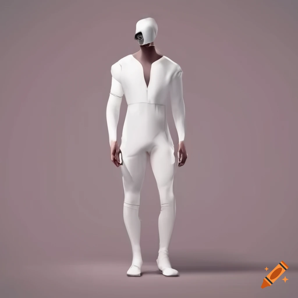 Concept art of man in a fashionable futuristic white jumpsuit