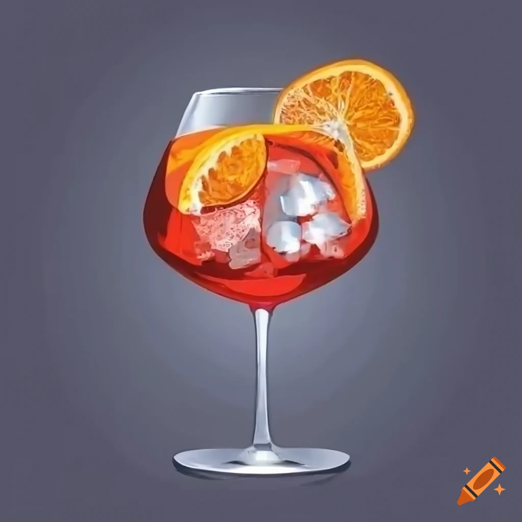 Spritz Cocktail In Glass With Ice And Slice Of Orange Aperol