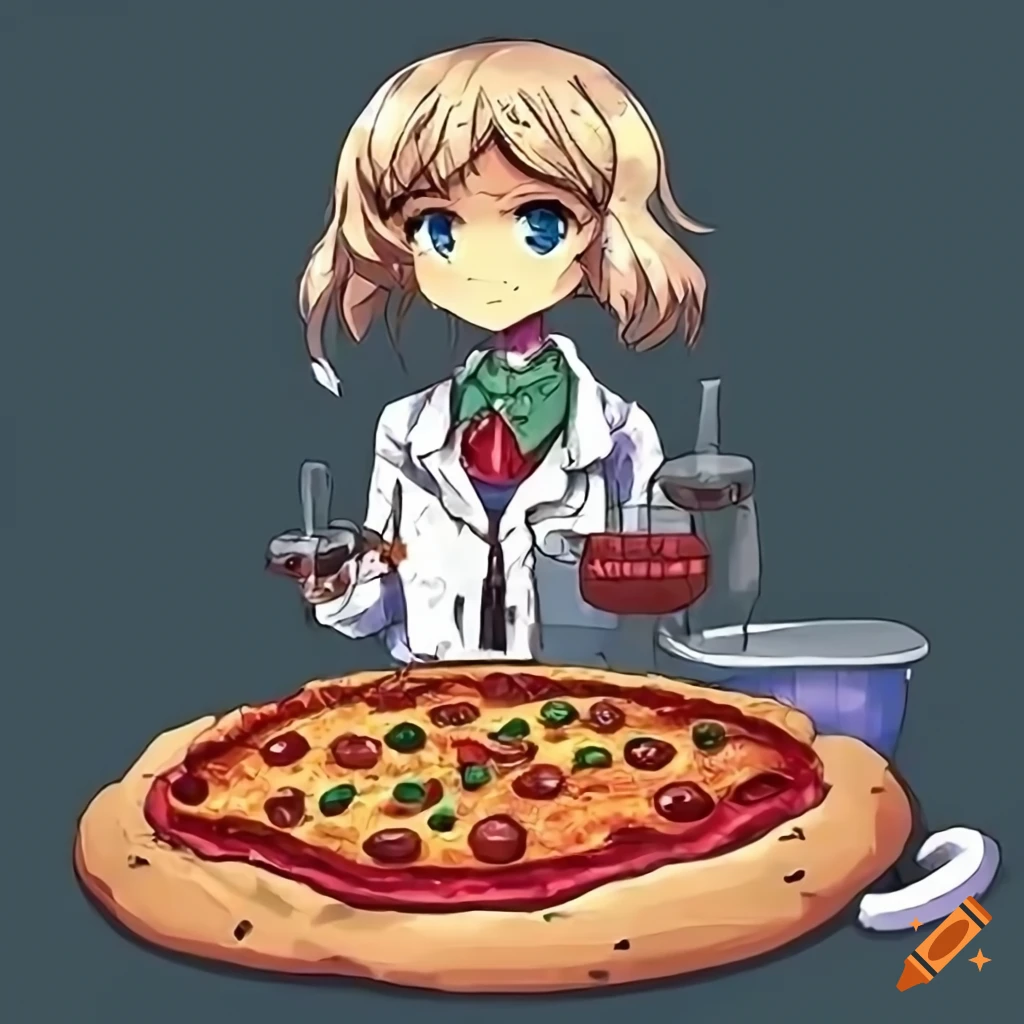 Anime Cartoon Girl Eating Pizza Stock Illustration - Illustration of  generative, organ: 276015961