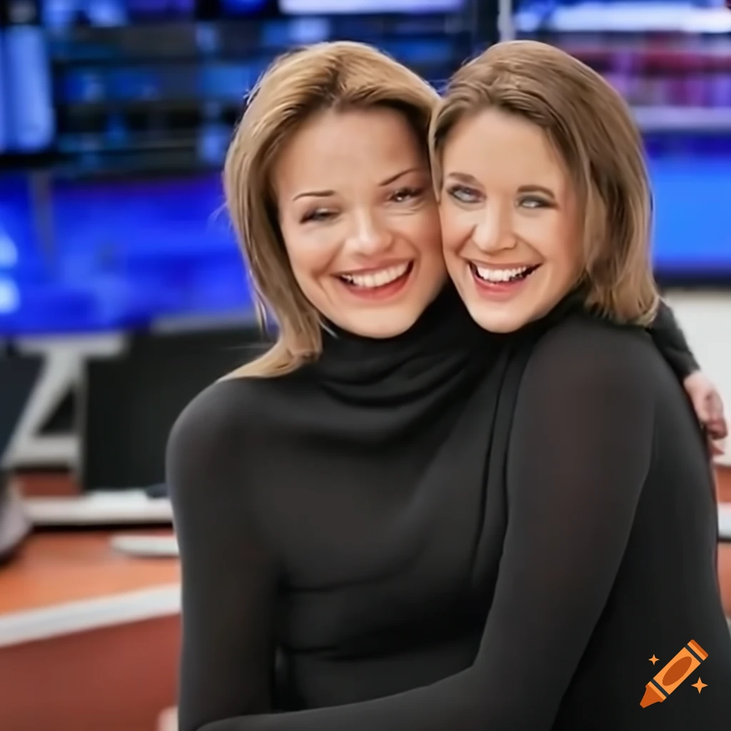 Two women from fox news hug in black turtlenecks over tights and sit ...