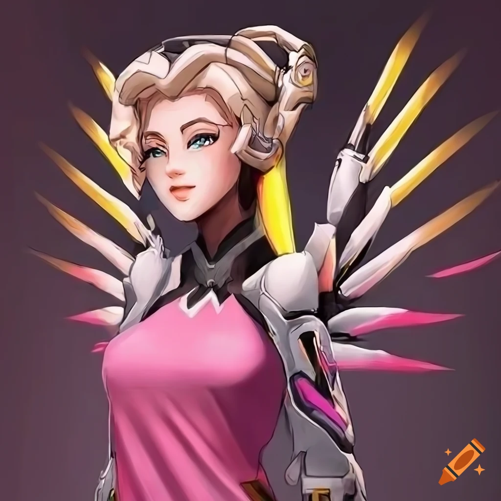 Overwatch 2 mercy in casual clothing and wearing pink peterborough ...
