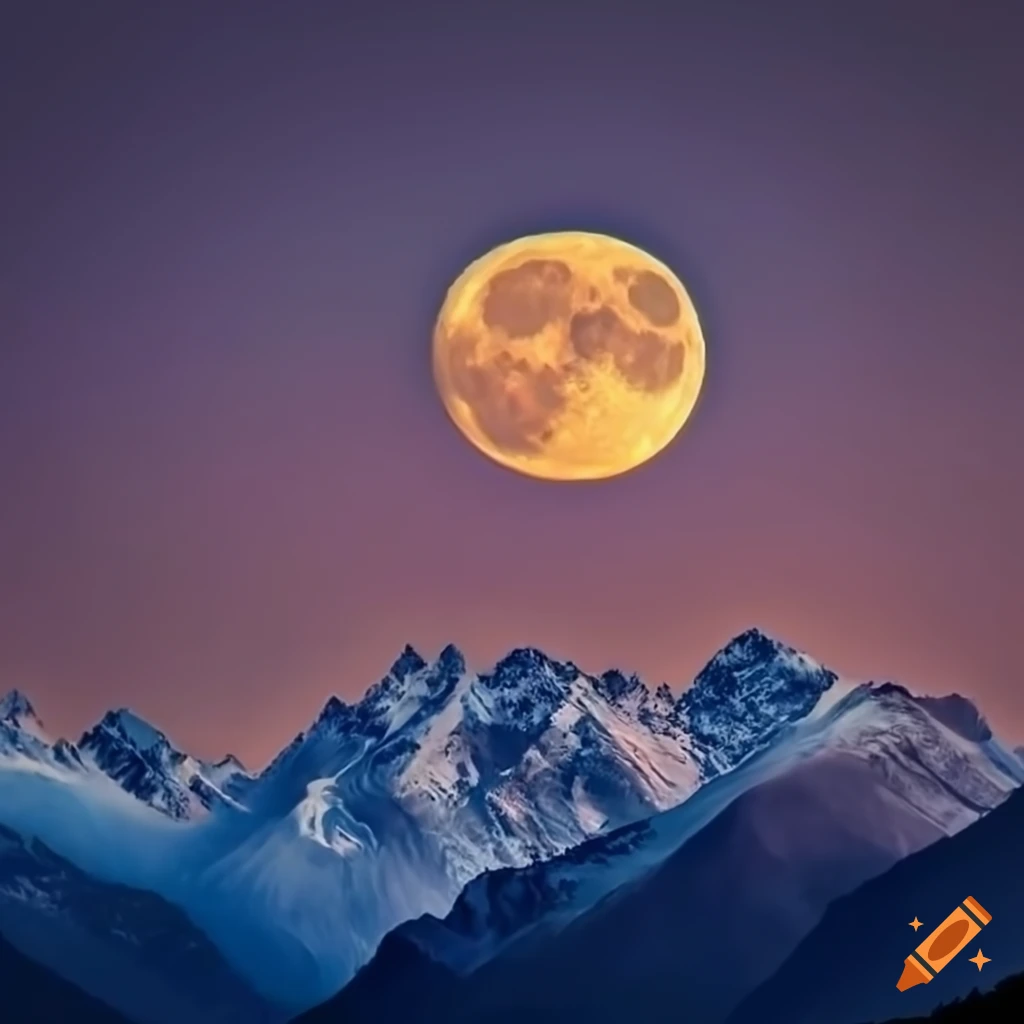 Full moon in mountain landscape