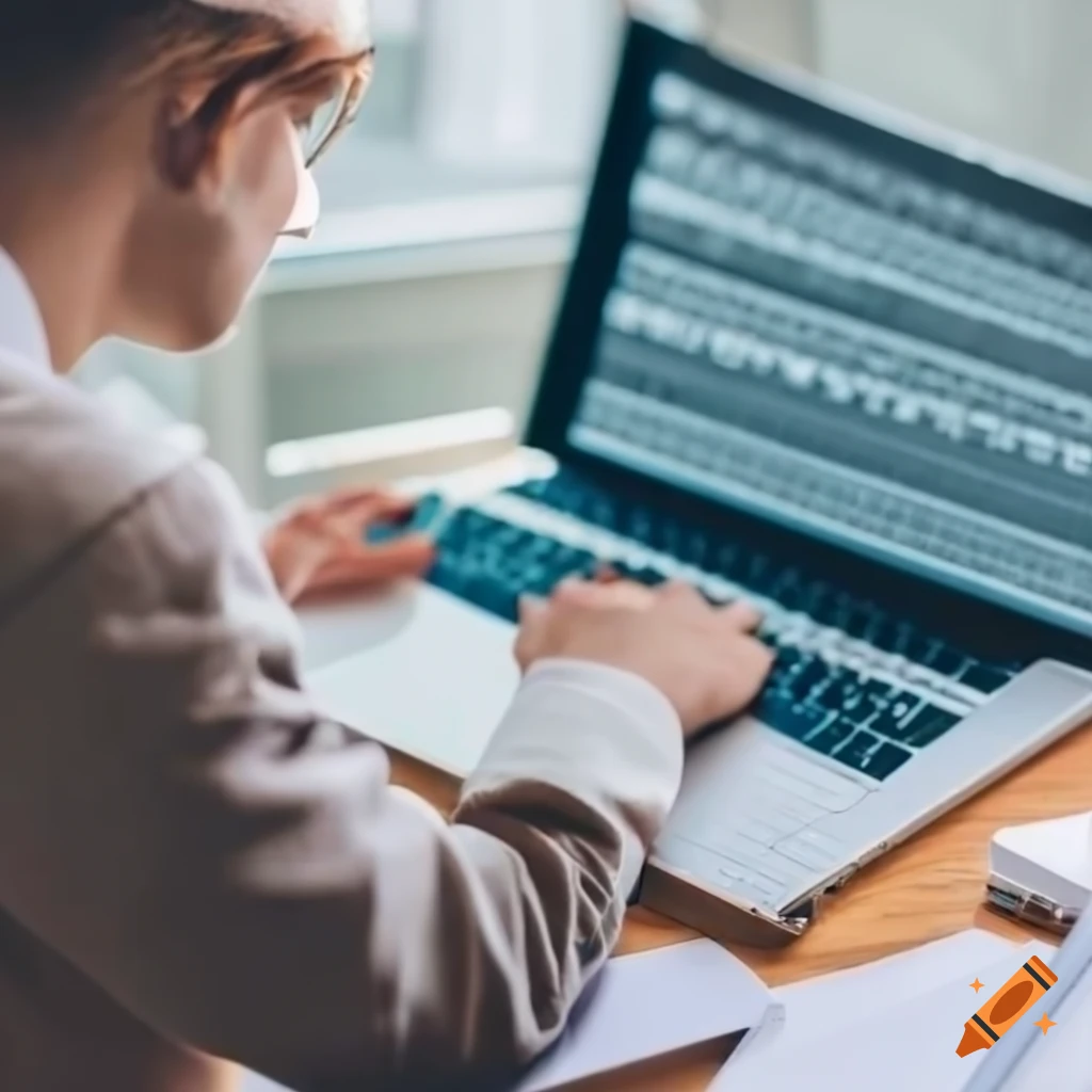 A programmer working diligently in a modern office environment