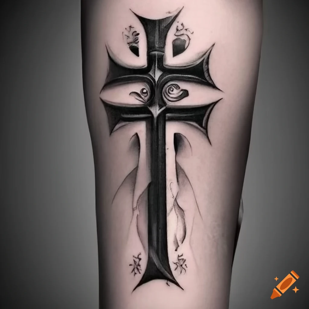 Elegant Black Gothic Cross Temporary Tattoos | Zazzle