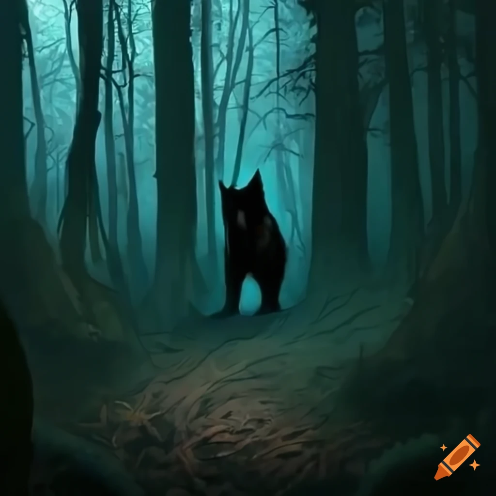 Loup garou dans une forêt sombre
