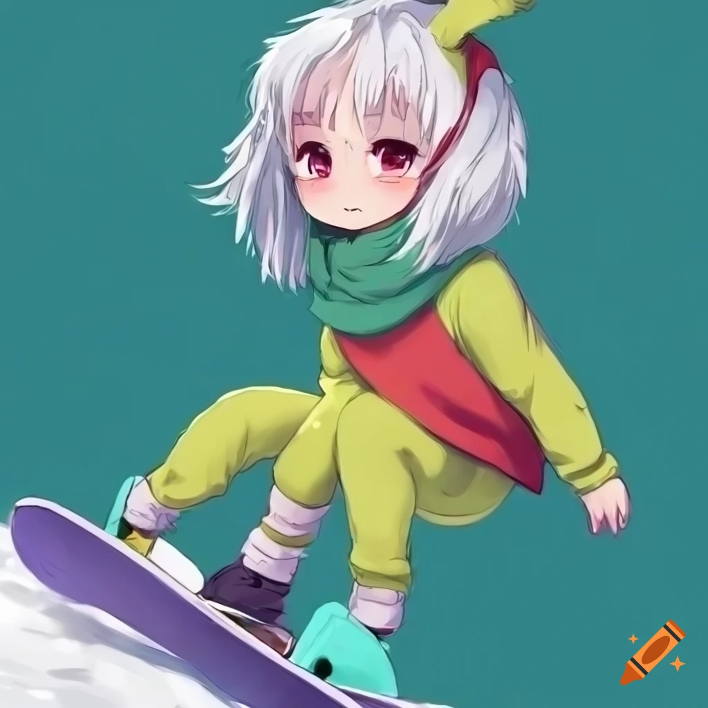 Anime girl snowboarder - Snowboard - Sticker | TeePublic