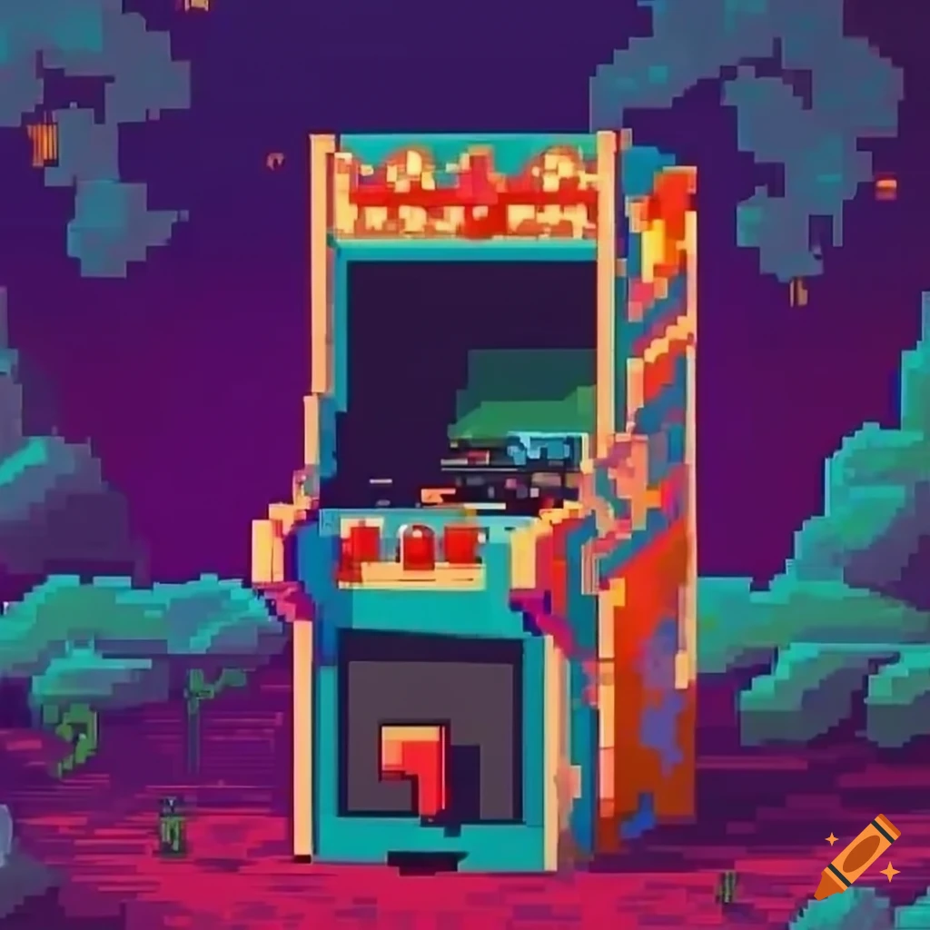 Vintage arcade machine with classic games, with a marquee reading "m.a