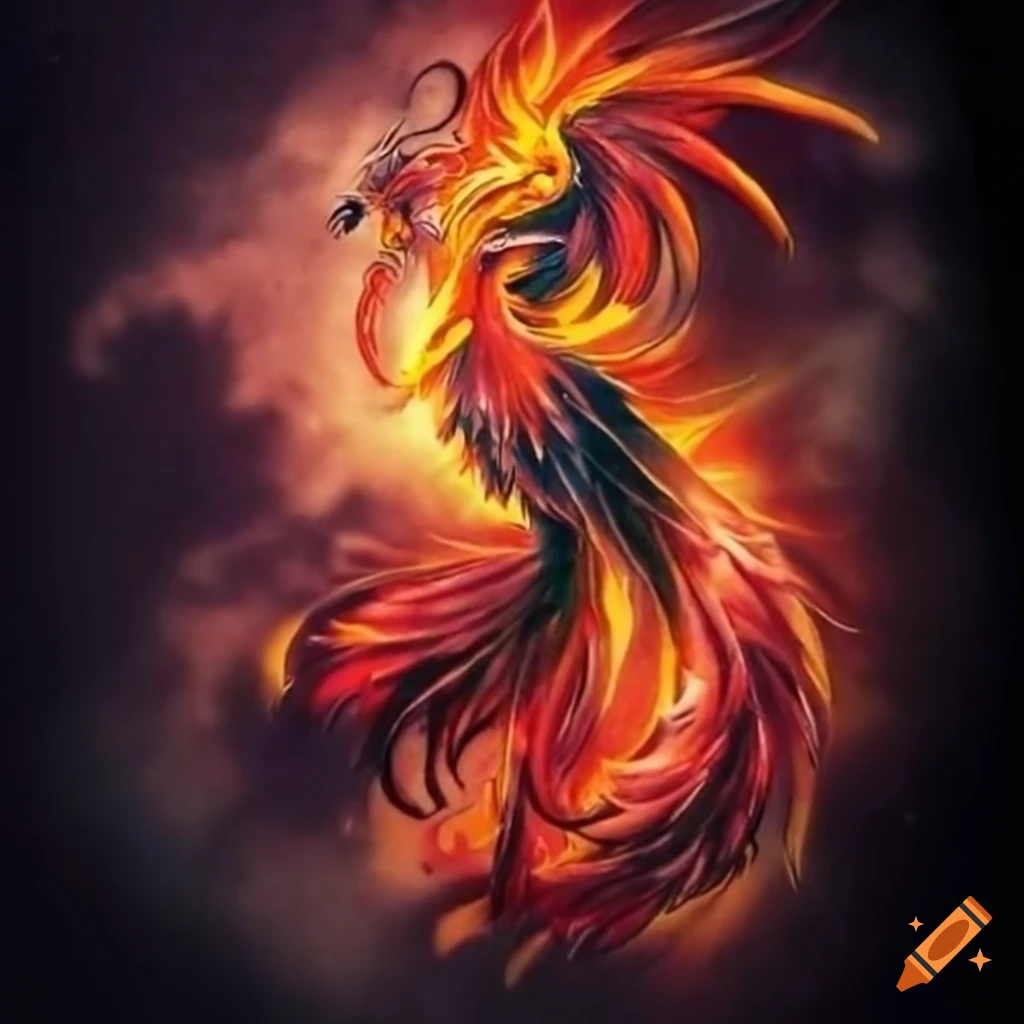 Gorgeous Black-ink Flaming Phoenix Tattoo Design - Black Phoenix  Transparent Background, HD Png Download - vhv