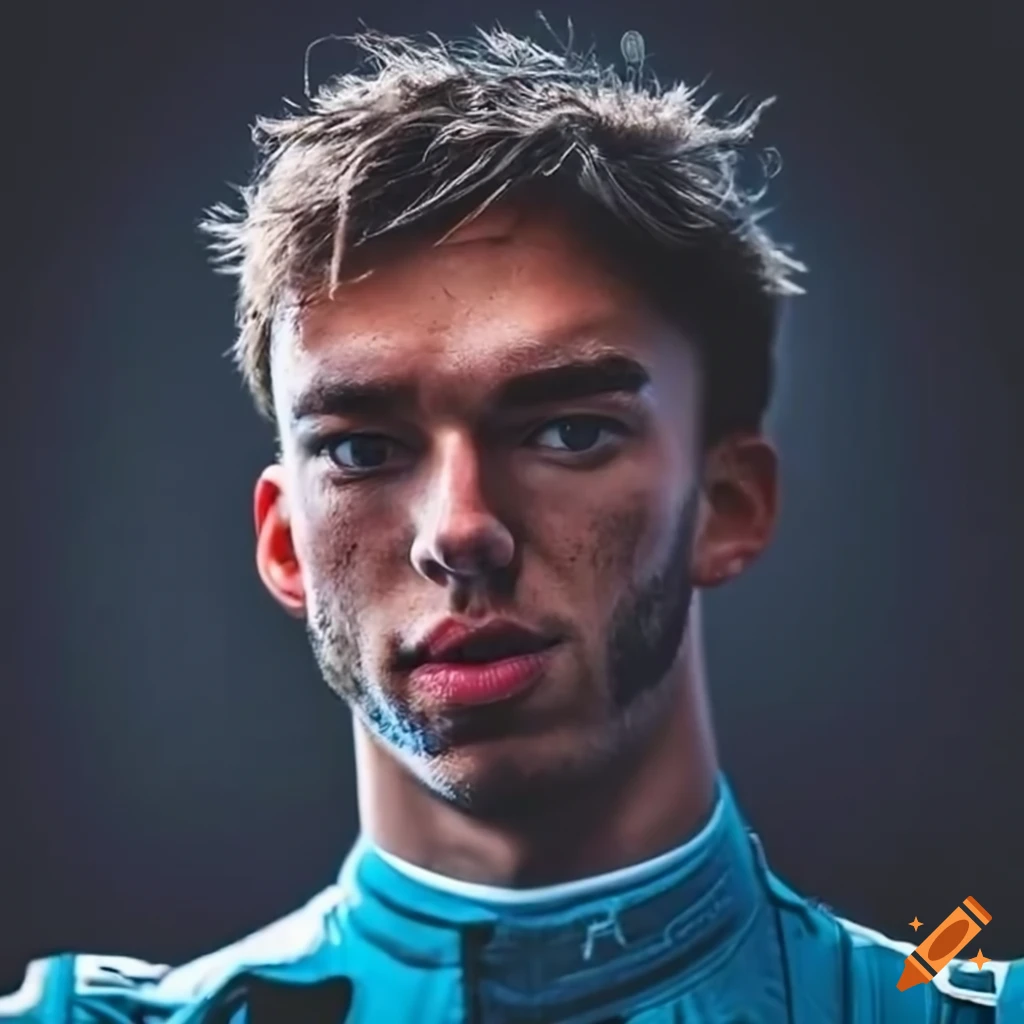 Pretty detailed portrait of pierre gasly in his alpine racing suits