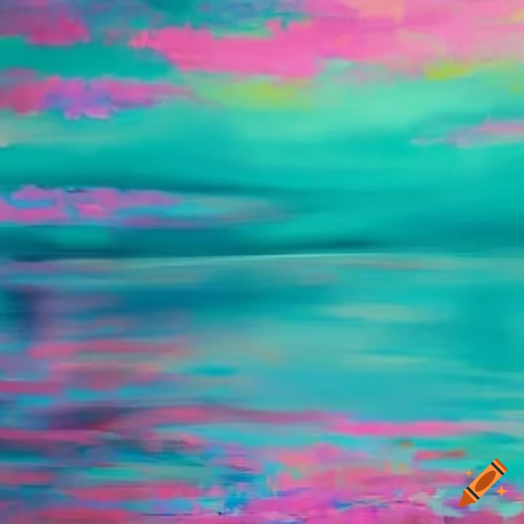 Vibrant Watercolor Background In Shades Of Pink And Turquoise, Art