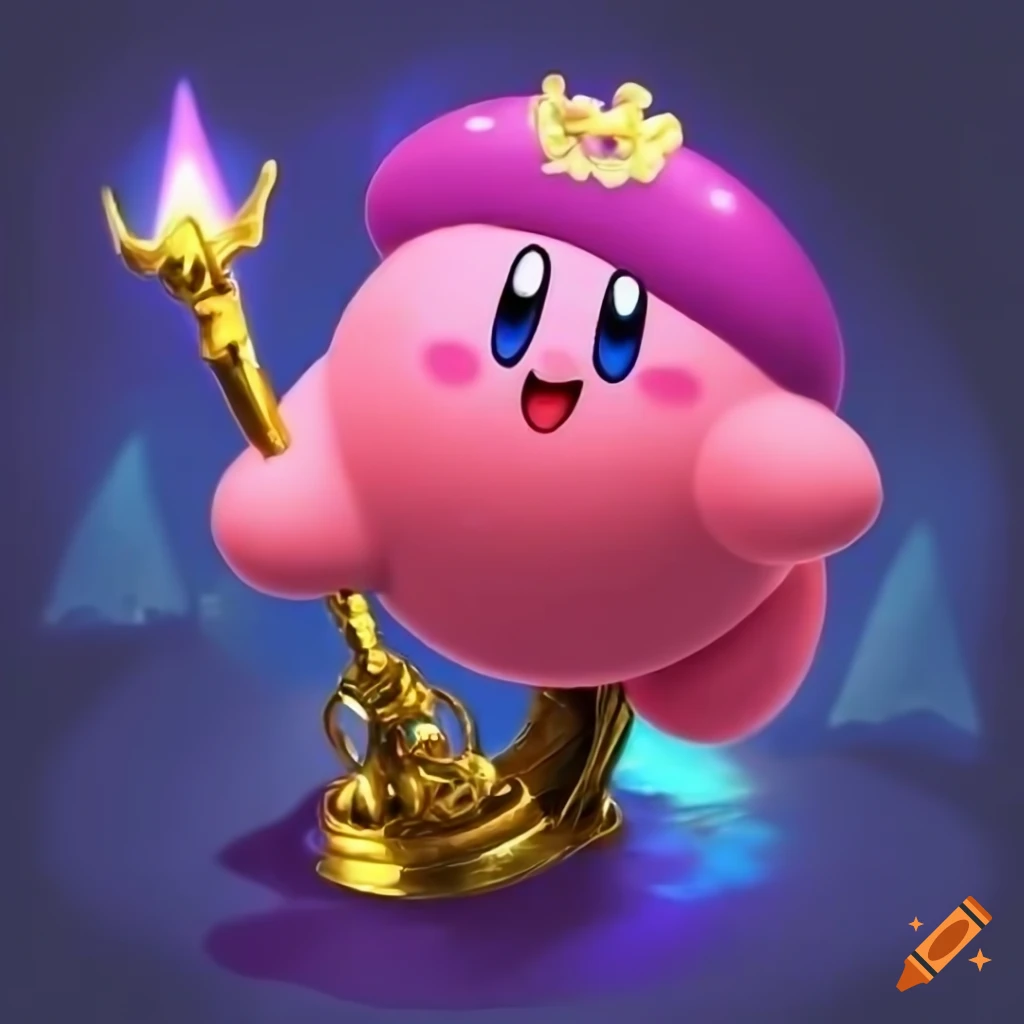 Kirby holding a heartsphaped scepter highdefinition on Craiyon