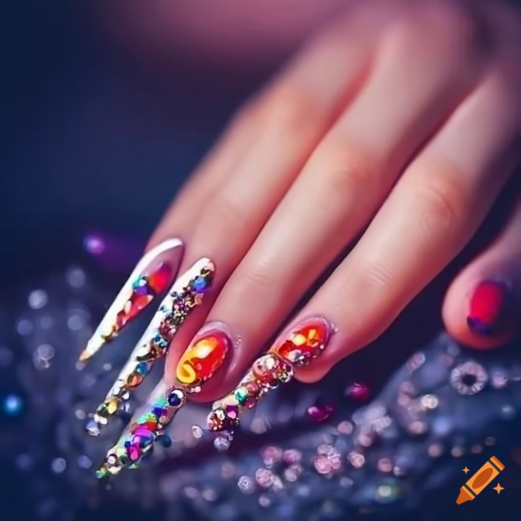 Nail design . Manicure nail paint . beautiful female hand with colorful nail  art design manicure Stock Photo by ©elena1110 112162796