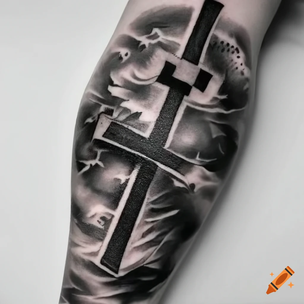 Tattoo uploaded by The Black Hat Tattoo Dublin • Cross Tattoo in Chest -  @sergy_blackhat @blackhatsergy • Tattoodo