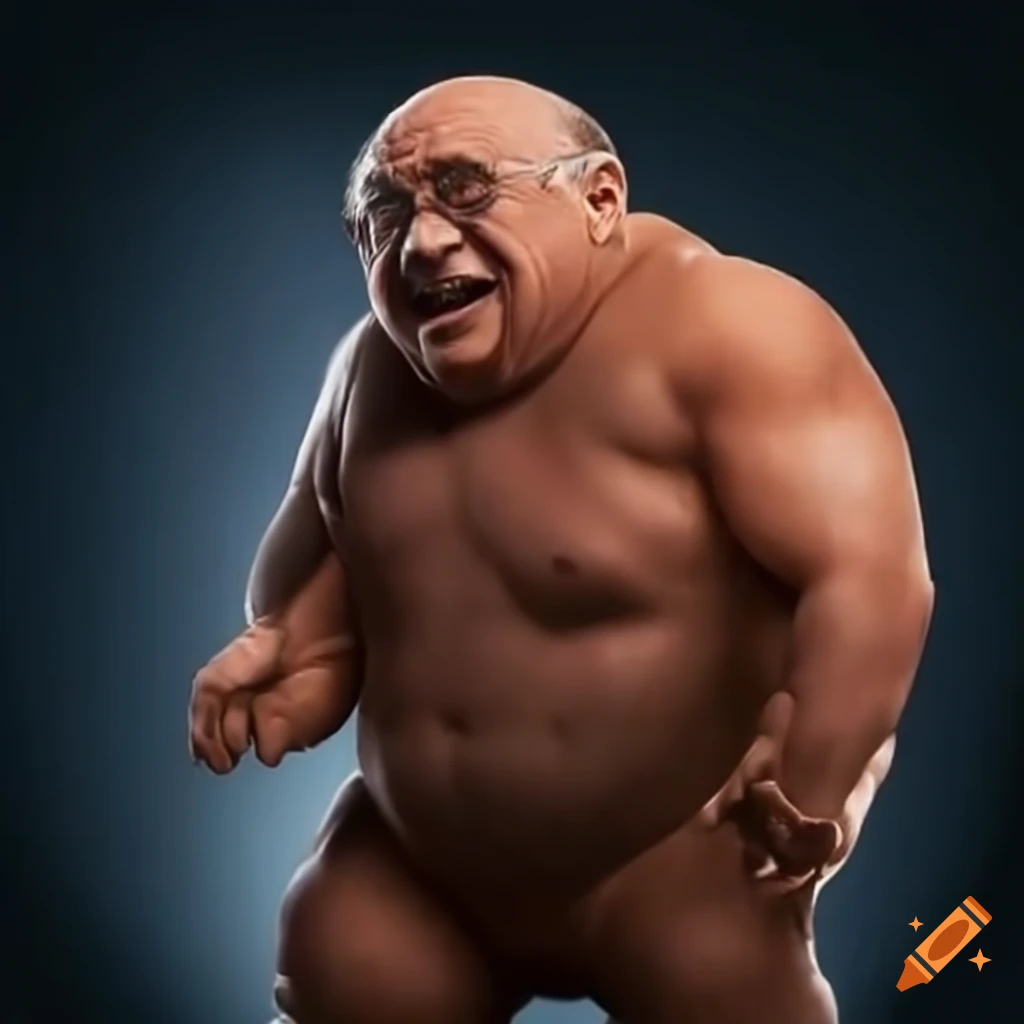 A hybrid of Danny Devito and Arnold Schwarzenegger. Full-Length-Picture on  Craiyon, image size:1024x1024