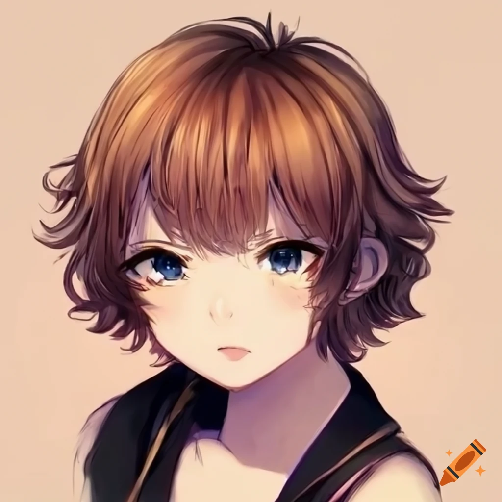 Anime girl with short messy hair on Craiyon
