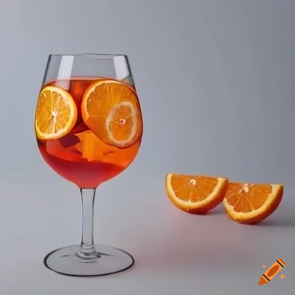 Aperol spritz cocktail in glass with ice and slice