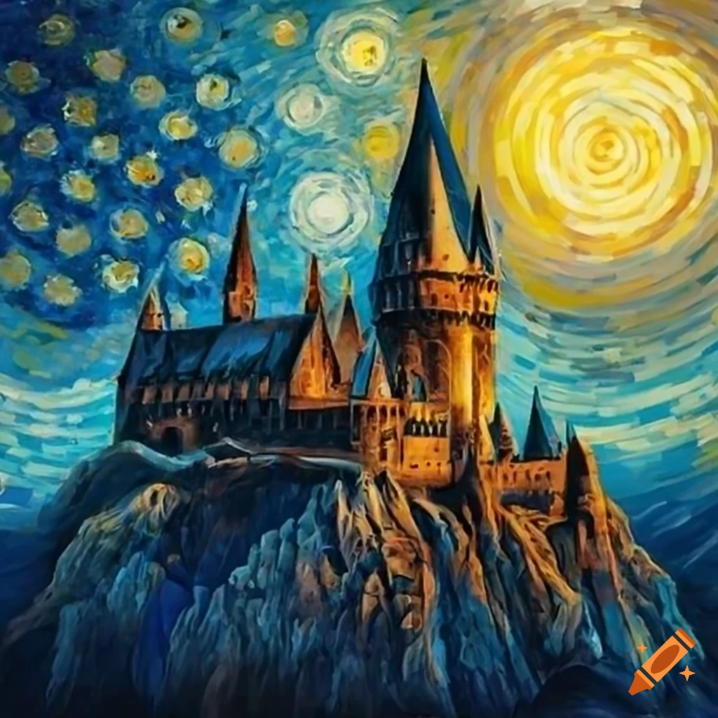 Hogwarts on a starry night on Craiyon