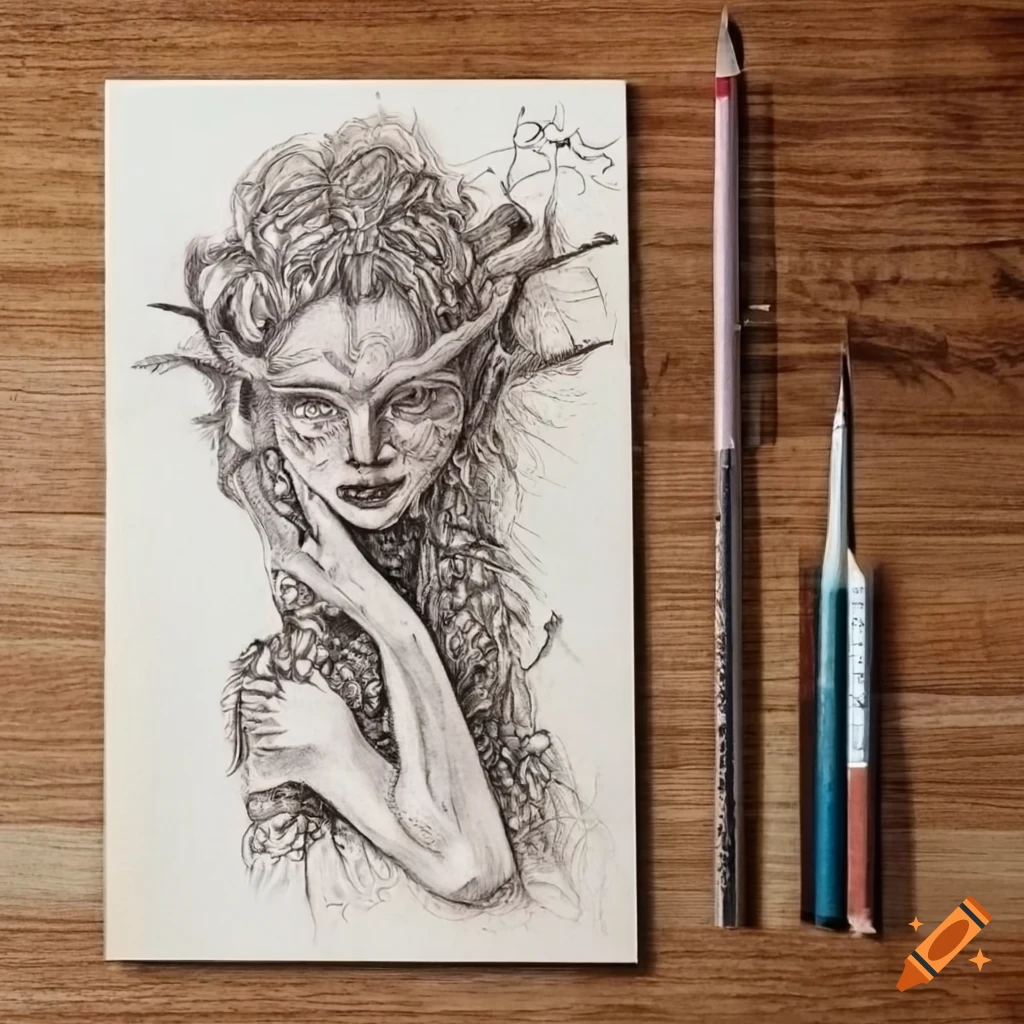 Surreal Nature Pencil Drawing On Paper Stock Illustration 138929867 |  Shutterstock
