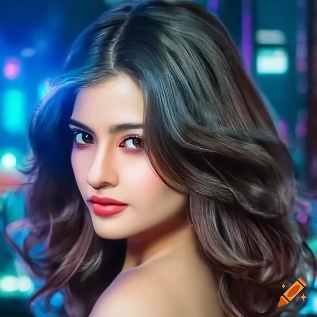 A realistic closeup face portrait a perfect stunning young indian ...