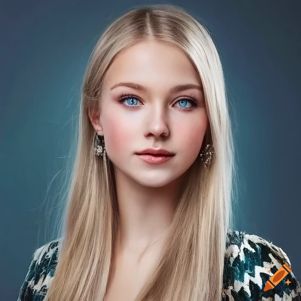 Life Like Portrait Of A Girl Nordic Appearance Realistic Face Realistic Big Light Eyes Pale 7359