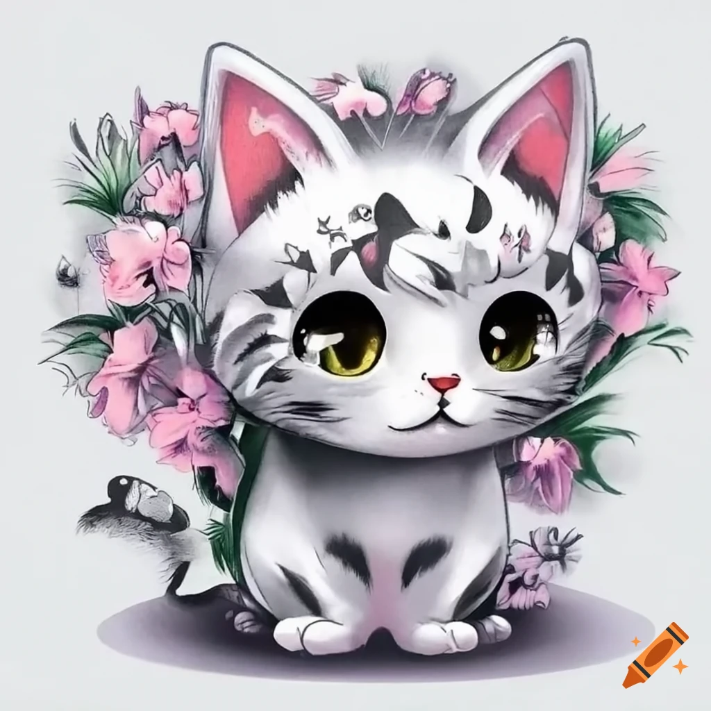 Cute Kawaii British Grey Cat Sticker | Kitten drawing, Kawaii cat drawing,  Cat character