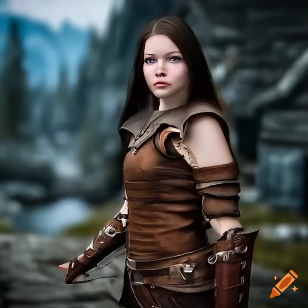 Detailed picture of cute nord girl from skyrim with long dark hair ...