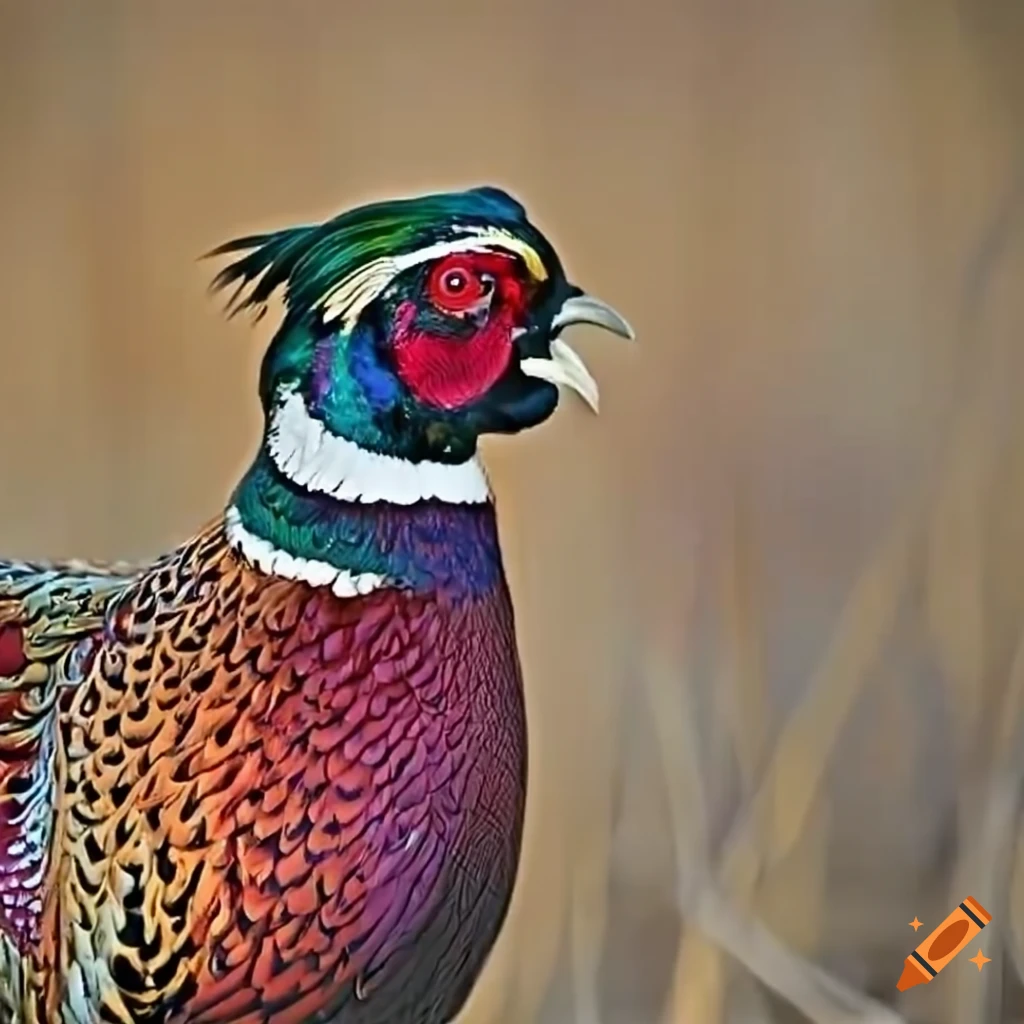 Colorful pheasants on a rustic south dakota farm on Craiyon