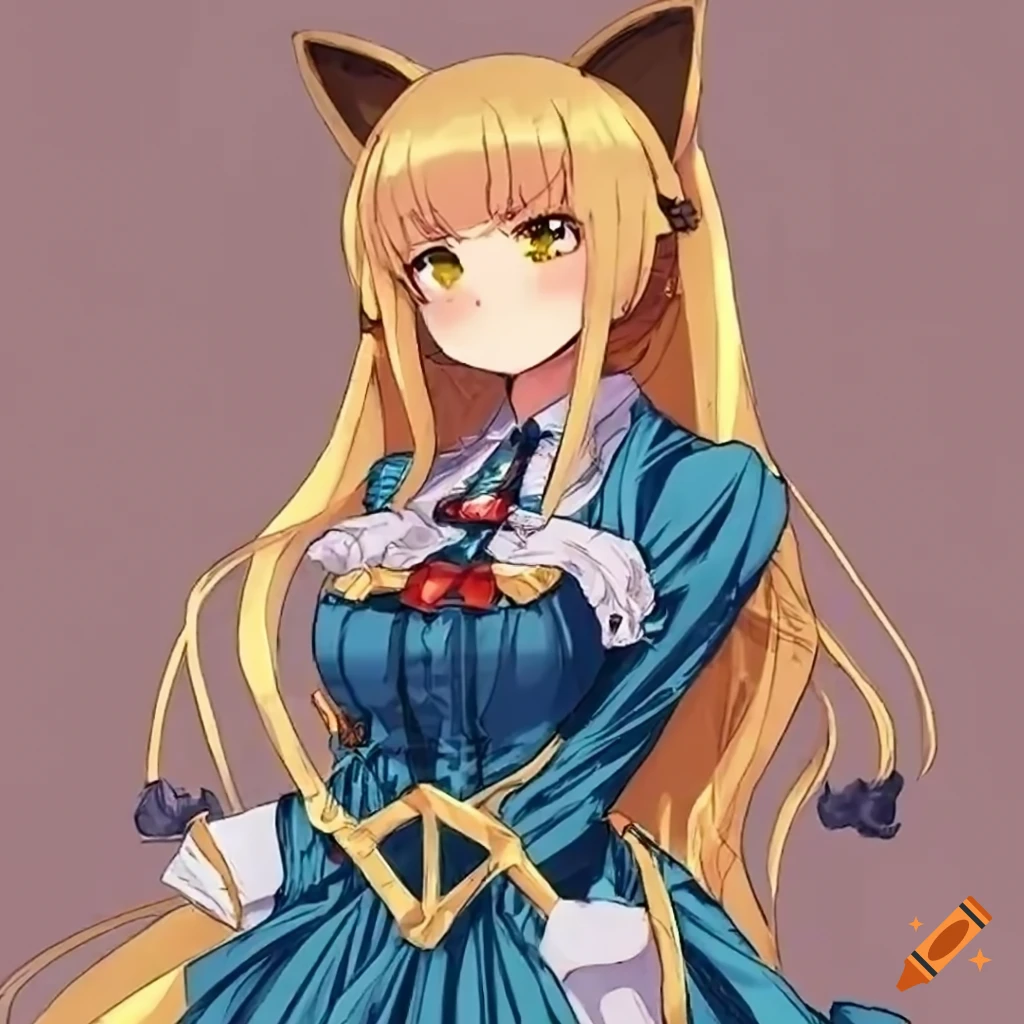 anime catgirl wearing a victorian suit