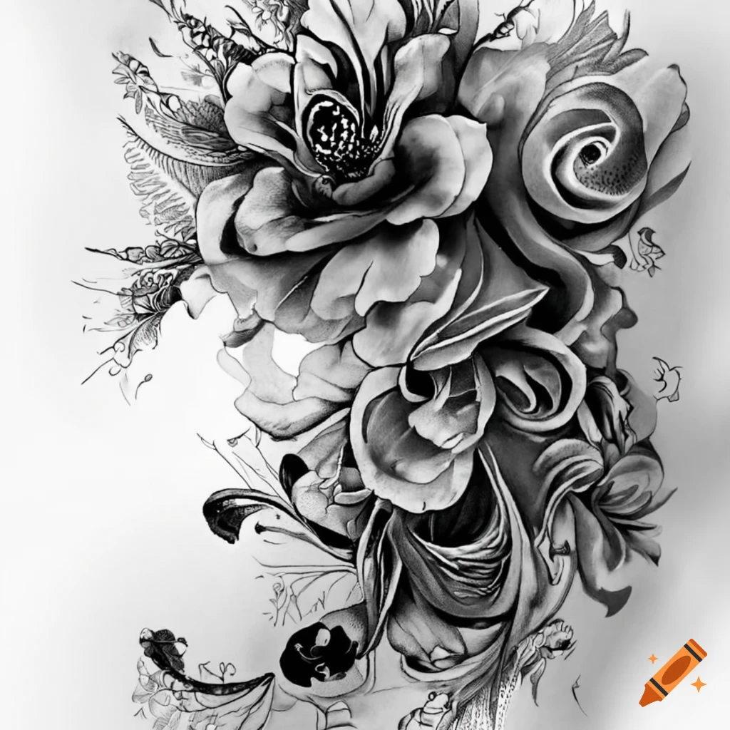 Premium Vector | Black and white floral cut file with temporary tattoo  design