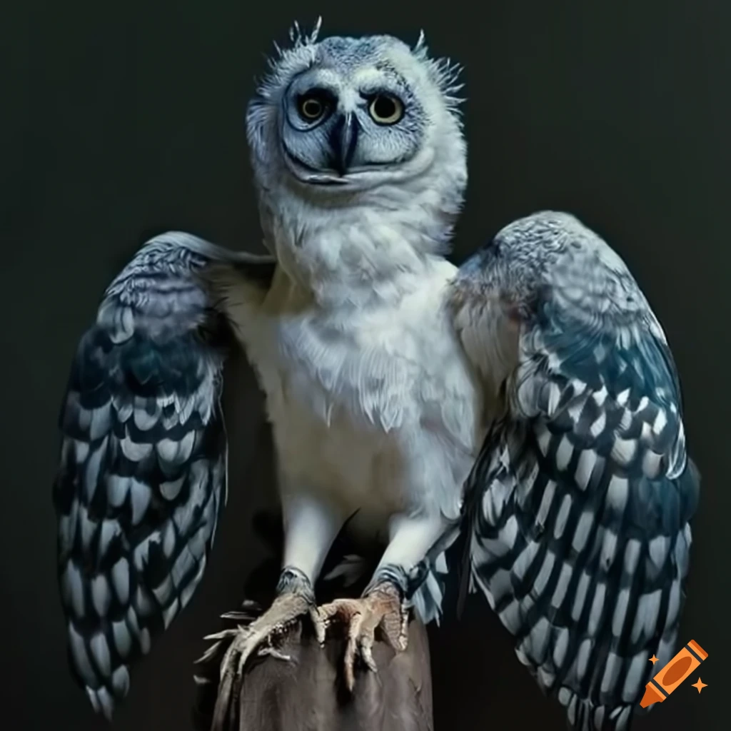 A whimsical hybrid harpy-like mythological creature with features of ...